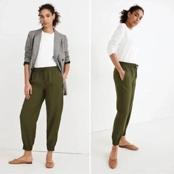 Madewell Green Drawstring Track Trouser Jogger Pants S - Picture 1 of 5